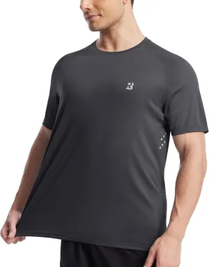 Roadbox Men's UPF 50  Swim Rash Guard, Short Sleeve UV Sun Protection Workout Athletic Shirts Quick Dry Gym Running Tee Tops