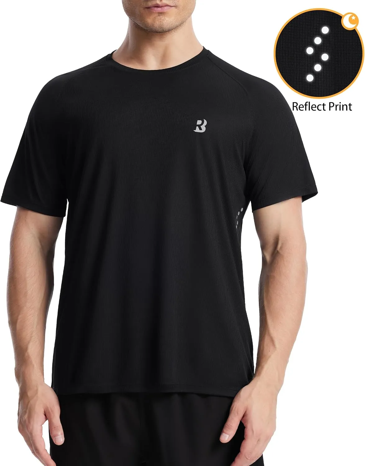 Roadbox Men's UPF 50  Swim Rash Guard, Short Sleeve UV Sun Protection Workout Athletic Shirts Quick Dry Gym Running Tee Tops
