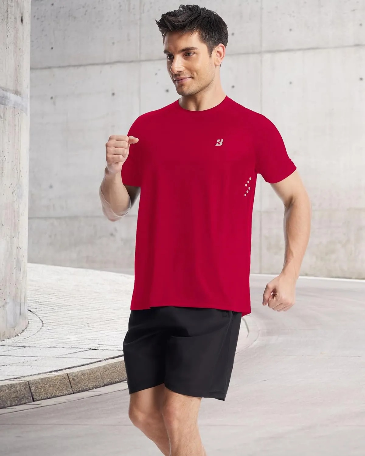 Roadbox Men's UPF 50  Swim Rash Guard, Short Sleeve UV Sun Protection Workout Athletic Shirts Quick Dry Gym Running Tee Tops