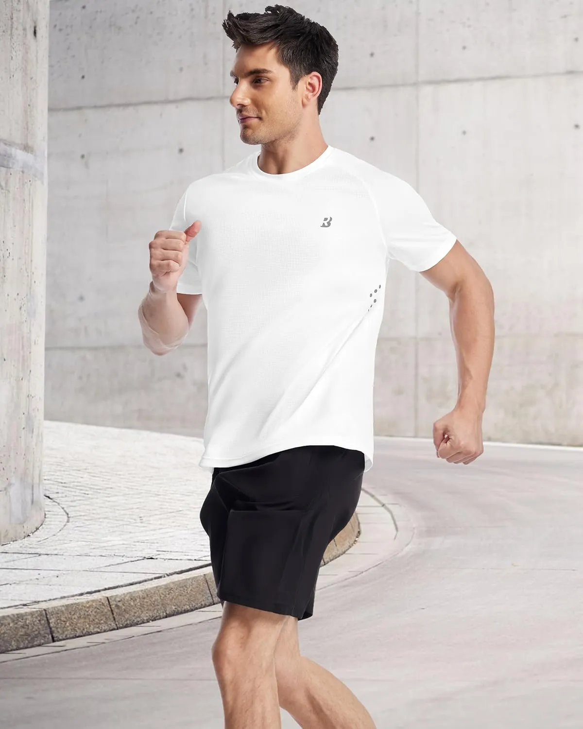 Roadbox Men's UPF 50  Swim Rash Guard, Short Sleeve UV Sun Protection Workout Athletic Shirts Quick Dry Gym Running Tee Tops