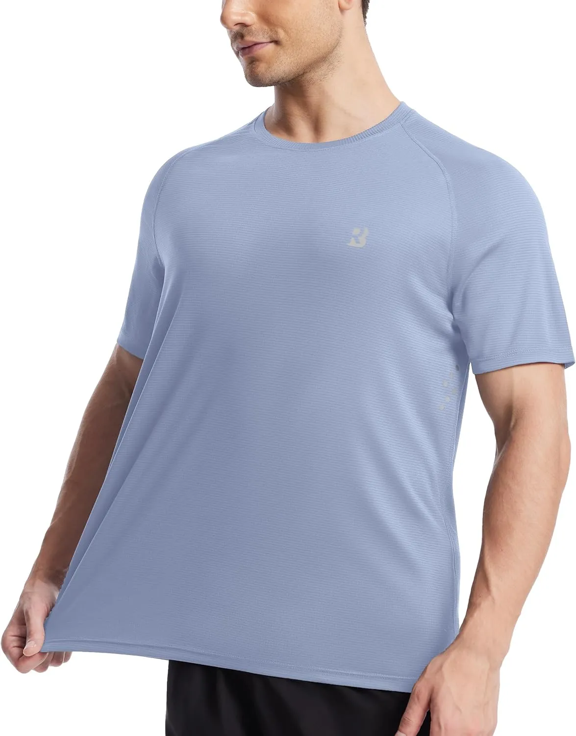Roadbox Men's UPF 50  Swim Rash Guard, Short Sleeve UV Sun Protection Workout Athletic Shirts Quick Dry Gym Running Tee Tops