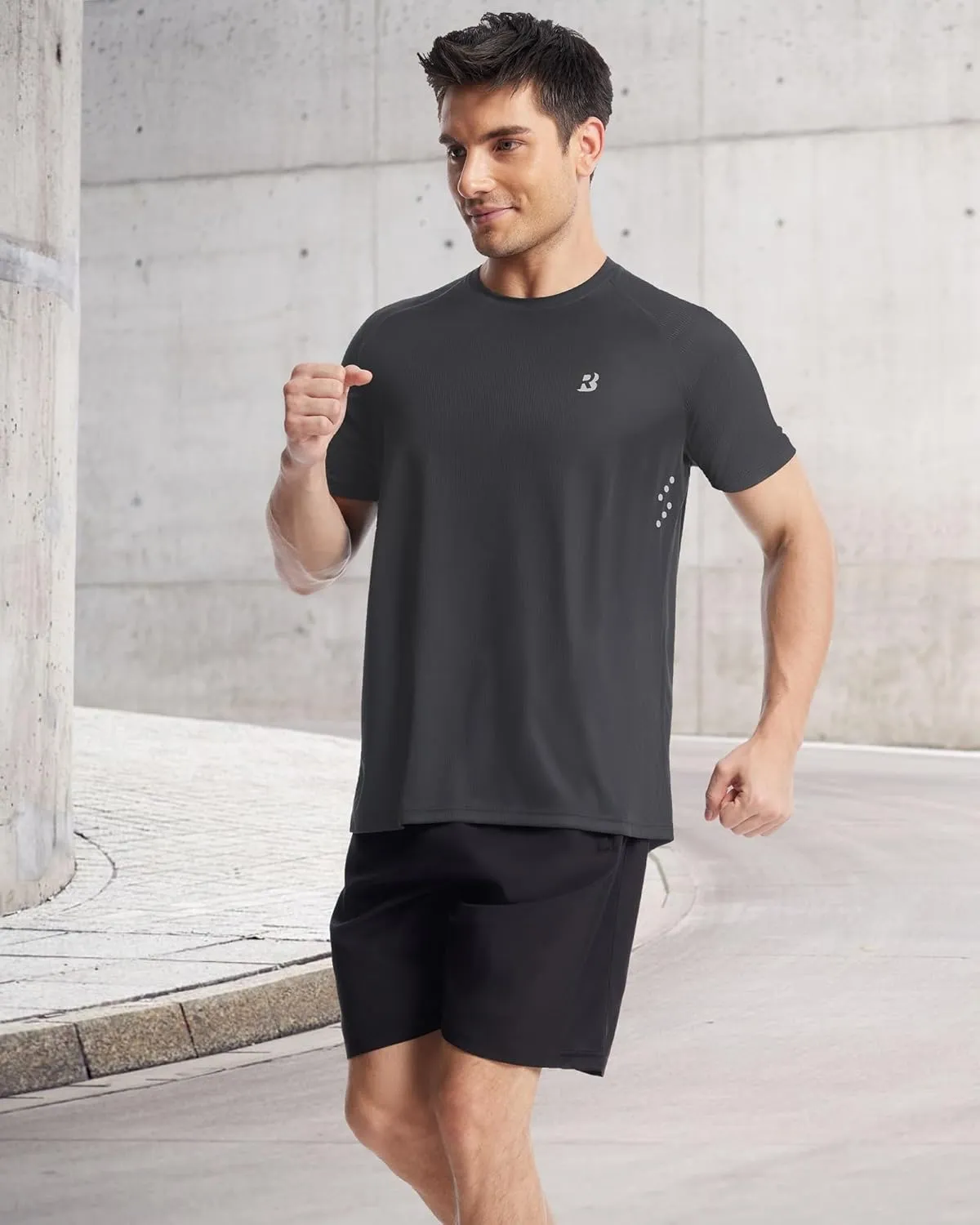 Roadbox Men's UPF 50  Swim Rash Guard, Short Sleeve UV Sun Protection Workout Athletic Shirts Quick Dry Gym Running Tee Tops