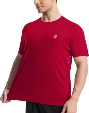 Roadbox Men's UPF 50  Swim Rash Guard, Short Sleeve UV Sun Protection Workout Athletic Shirts Quick Dry Gym Running Tee Tops