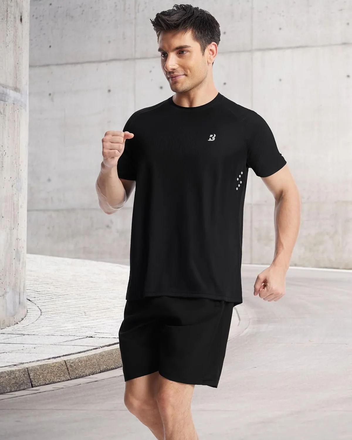 Roadbox Men's UPF 50  Swim Rash Guard, Short Sleeve UV Sun Protection Workout Athletic Shirts Quick Dry Gym Running Tee Tops