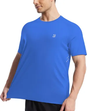 Roadbox Men's UPF 50  Swim Rash Guard, Short Sleeve UV Sun Protection Workout Athletic Shirts Quick Dry Gym Running Tee Tops