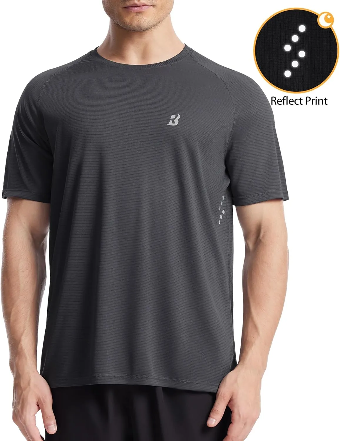 Roadbox Men's UPF 50  Swim Rash Guard, Short Sleeve UV Sun Protection Workout Athletic Shirts Quick Dry Gym Running Tee Tops
