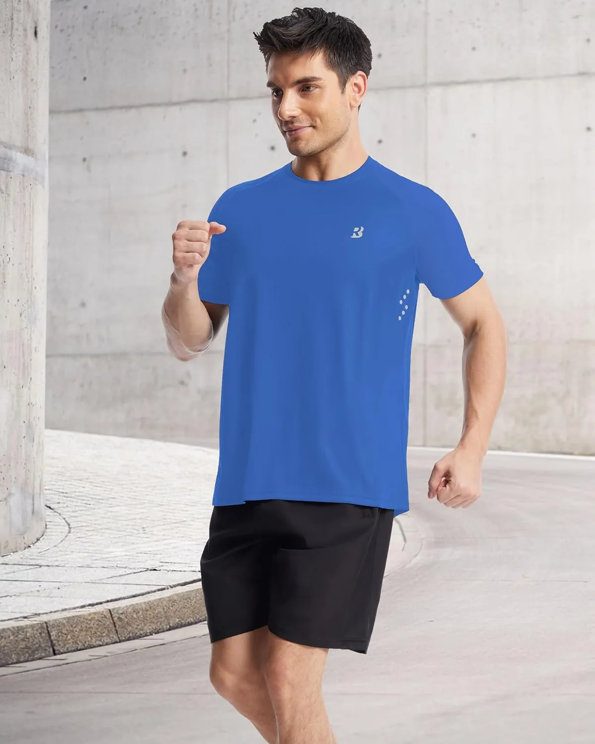 Roadbox Men's UPF 50  Swim Rash Guard, Short Sleeve UV Sun Protection Workout Athletic Shirts Quick Dry Gym Running Tee Tops