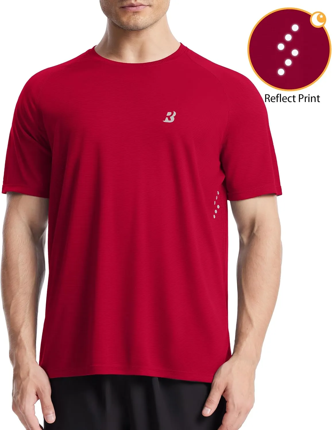 Roadbox Men's UPF 50  Swim Rash Guard, Short Sleeve UV Sun Protection Workout Athletic Shirts Quick Dry Gym Running Tee Tops