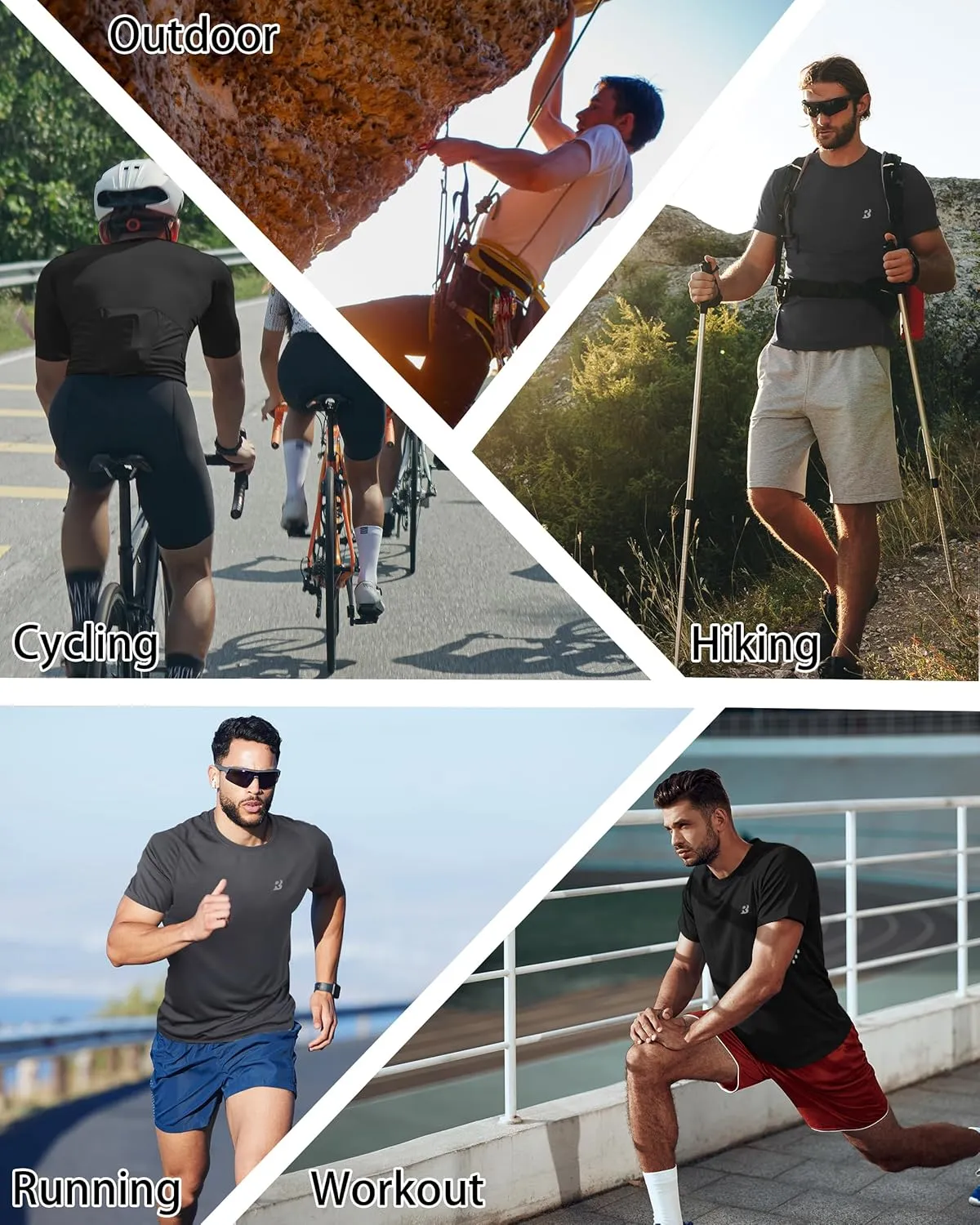 Roadbox Men's UPF 50  Swim Rash Guard, Short Sleeve UV Sun Protection Workout Athletic Shirts Quick Dry Gym Running Tee Tops