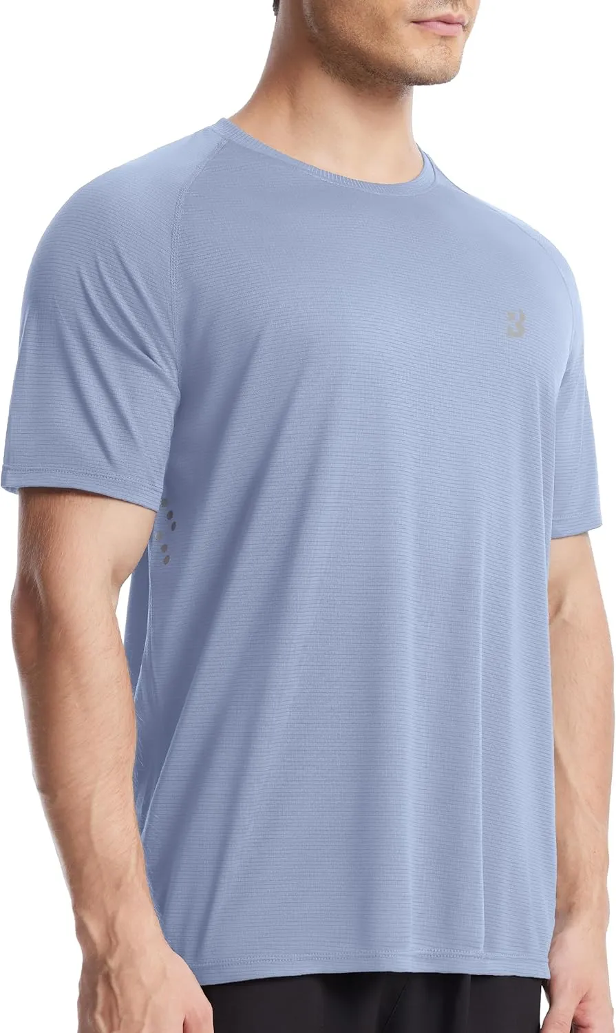 Roadbox Men's UPF 50  Swim Rash Guard, Short Sleeve UV Sun Protection Workout Athletic Shirts Quick Dry Gym Running Tee Tops