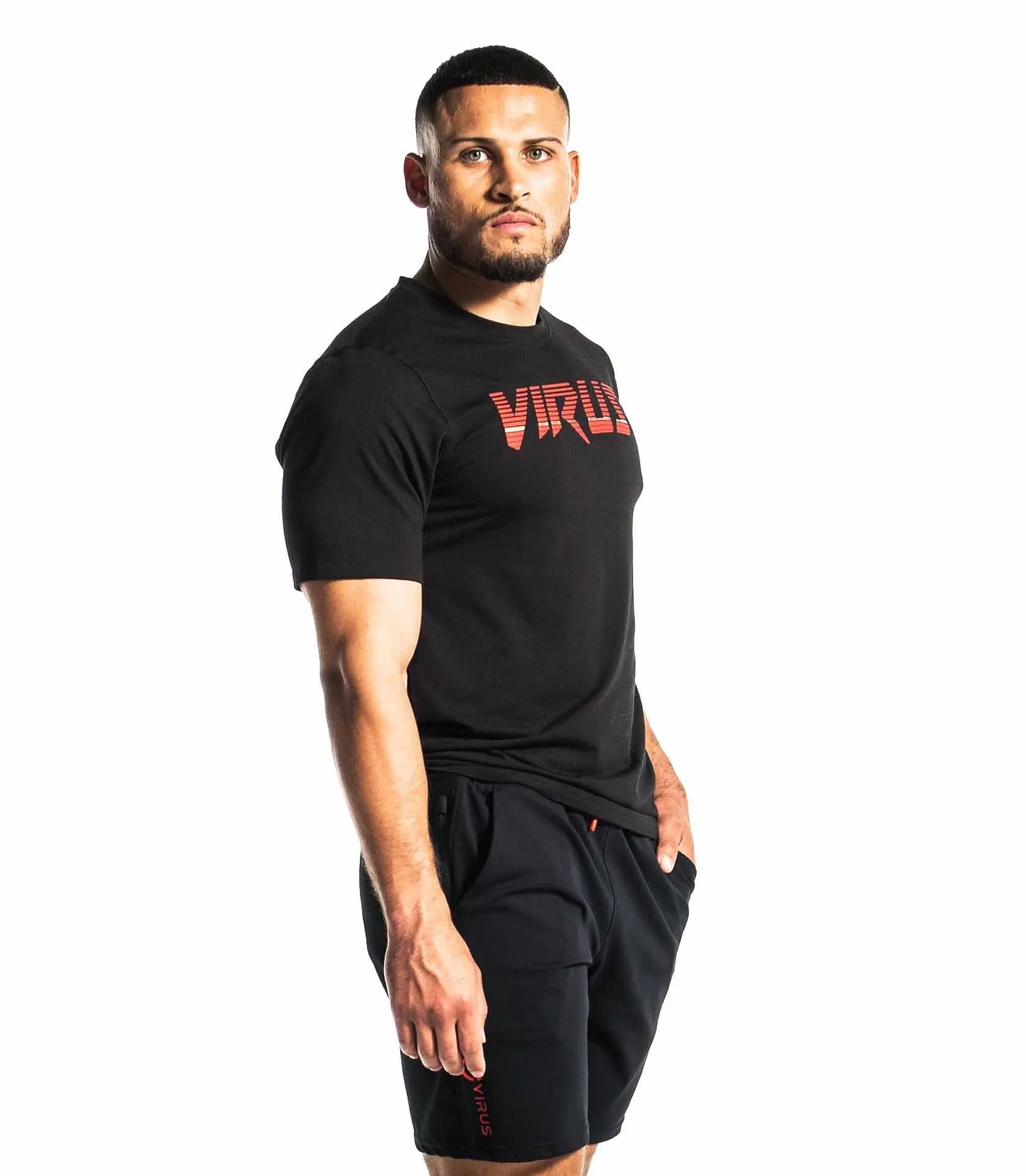 ROCK N ROLL TEE - BLACK/LASER RED
