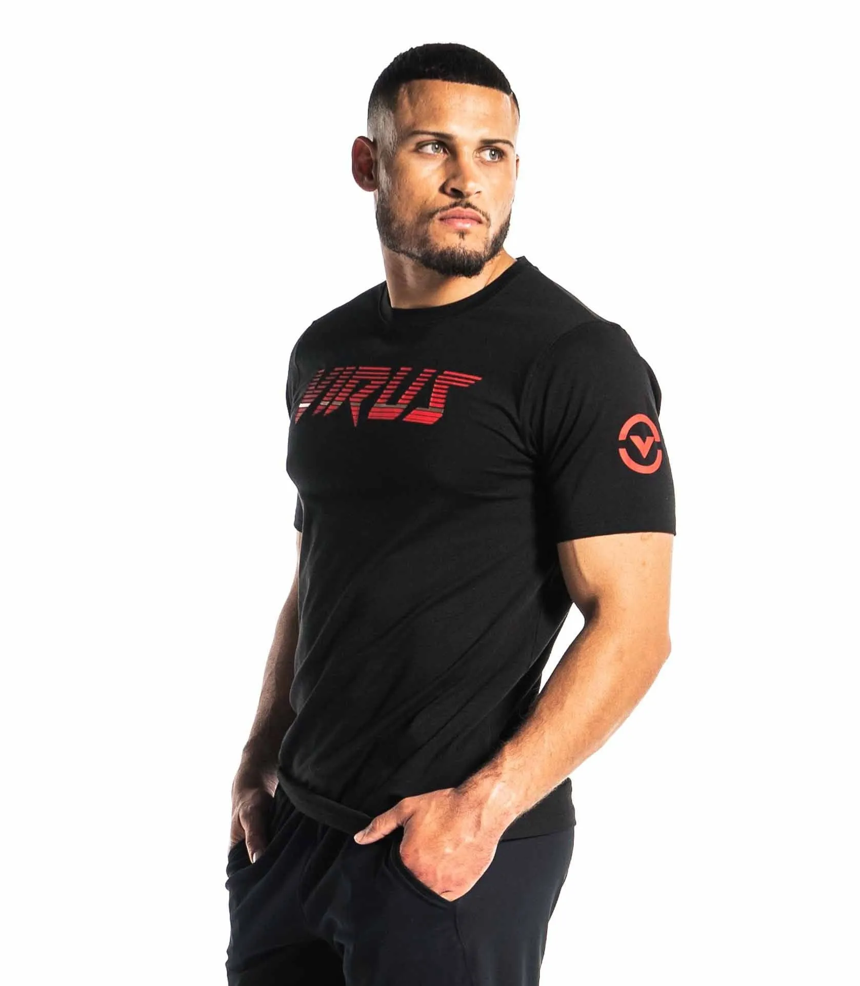 ROCK N ROLL TEE - BLACK/LASER RED