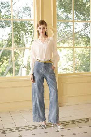 Rose Embroidered Jeans