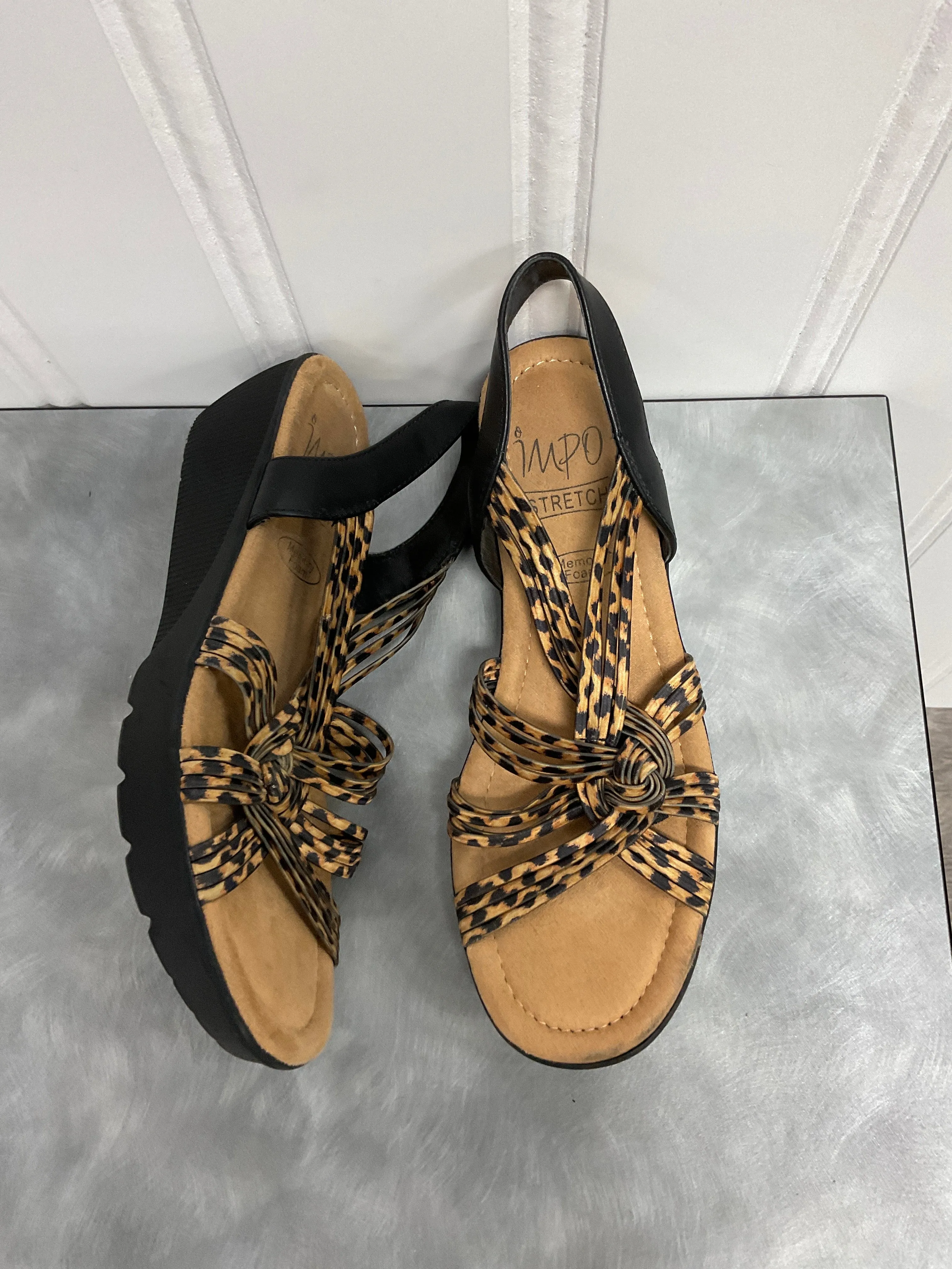 Sandals Heels Wedge By Impo In Animal Print, Size:7.5