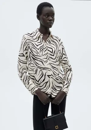 Satin print shirt - Light Beige