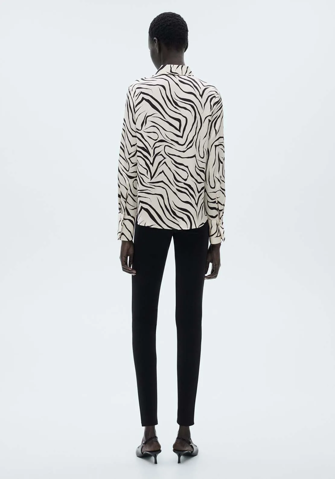 Satin print shirt - Light Beige
