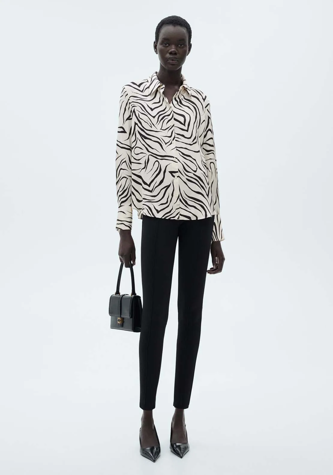 Satin print shirt - Light Beige