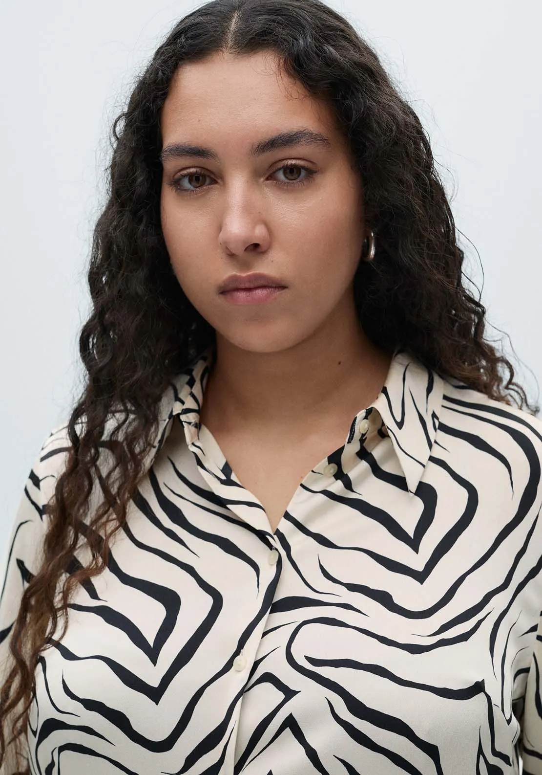 Satin print shirt - Light Beige