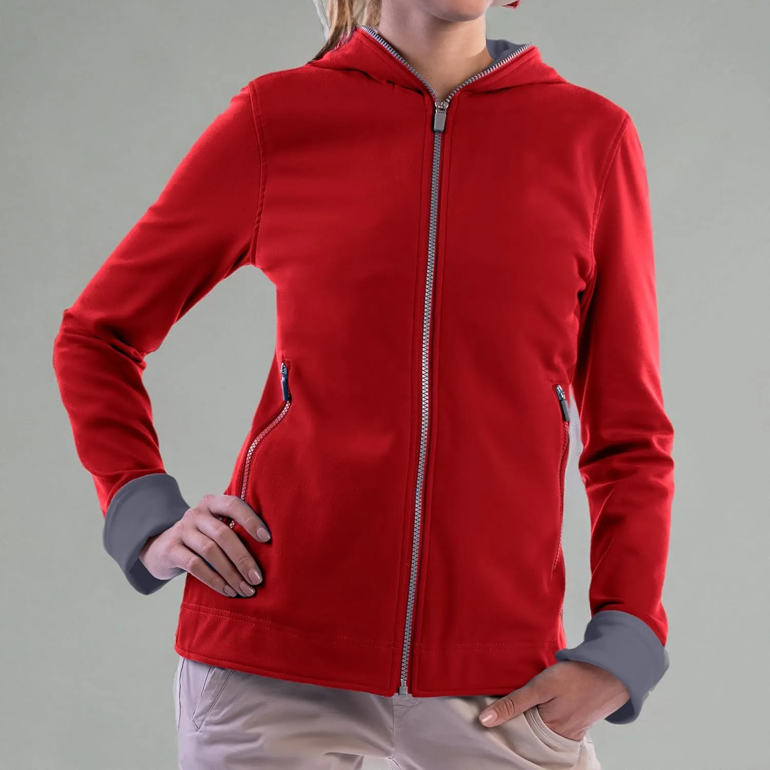 SCOTTeVEST Glow Hoodie for Women - 18 Hidden Pockets - Lightweight Zip Up Sweatshirt for Travel & More