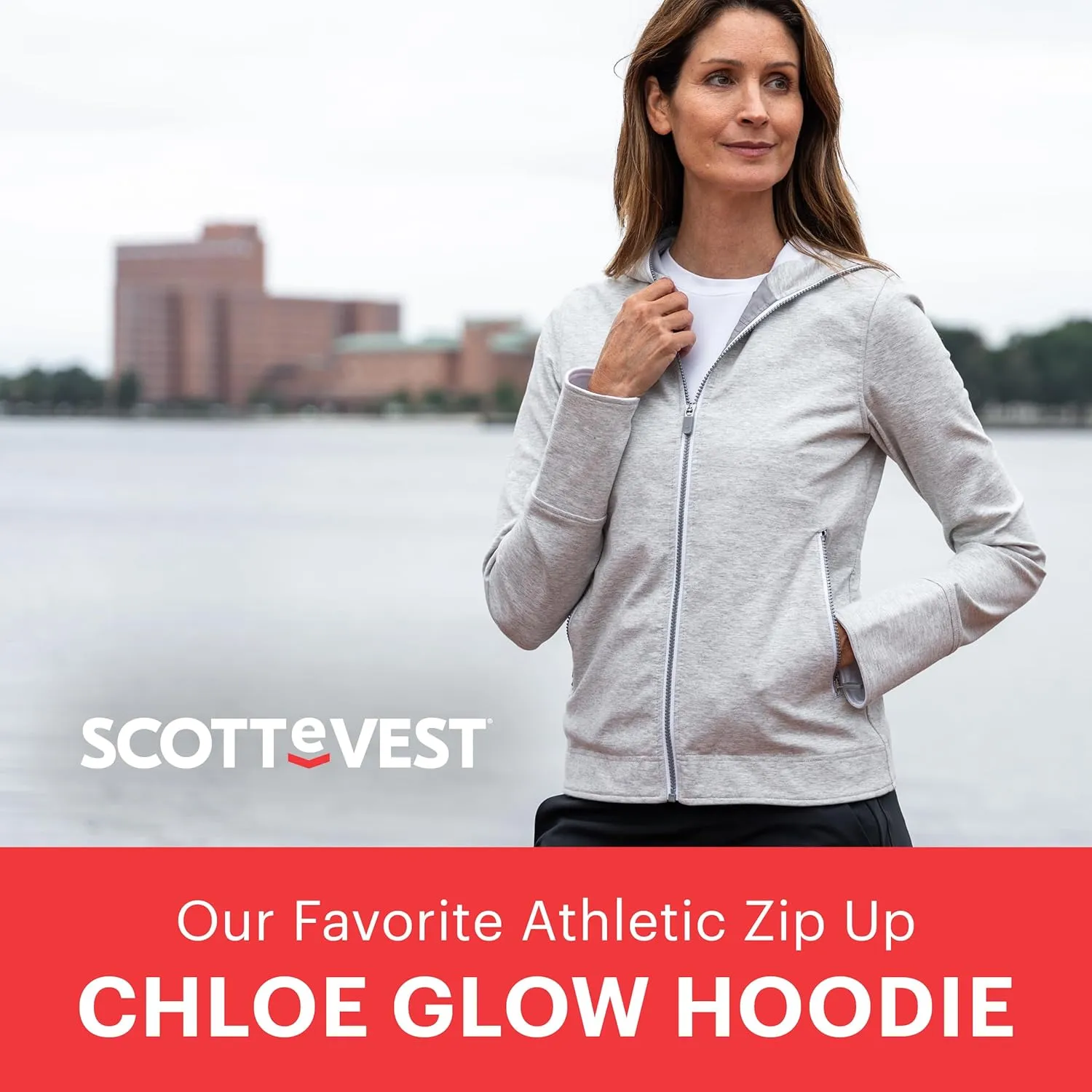 SCOTTeVEST Glow Hoodie for Women - 18 Hidden Pockets - Lightweight Zip Up Sweatshirt for Travel & More