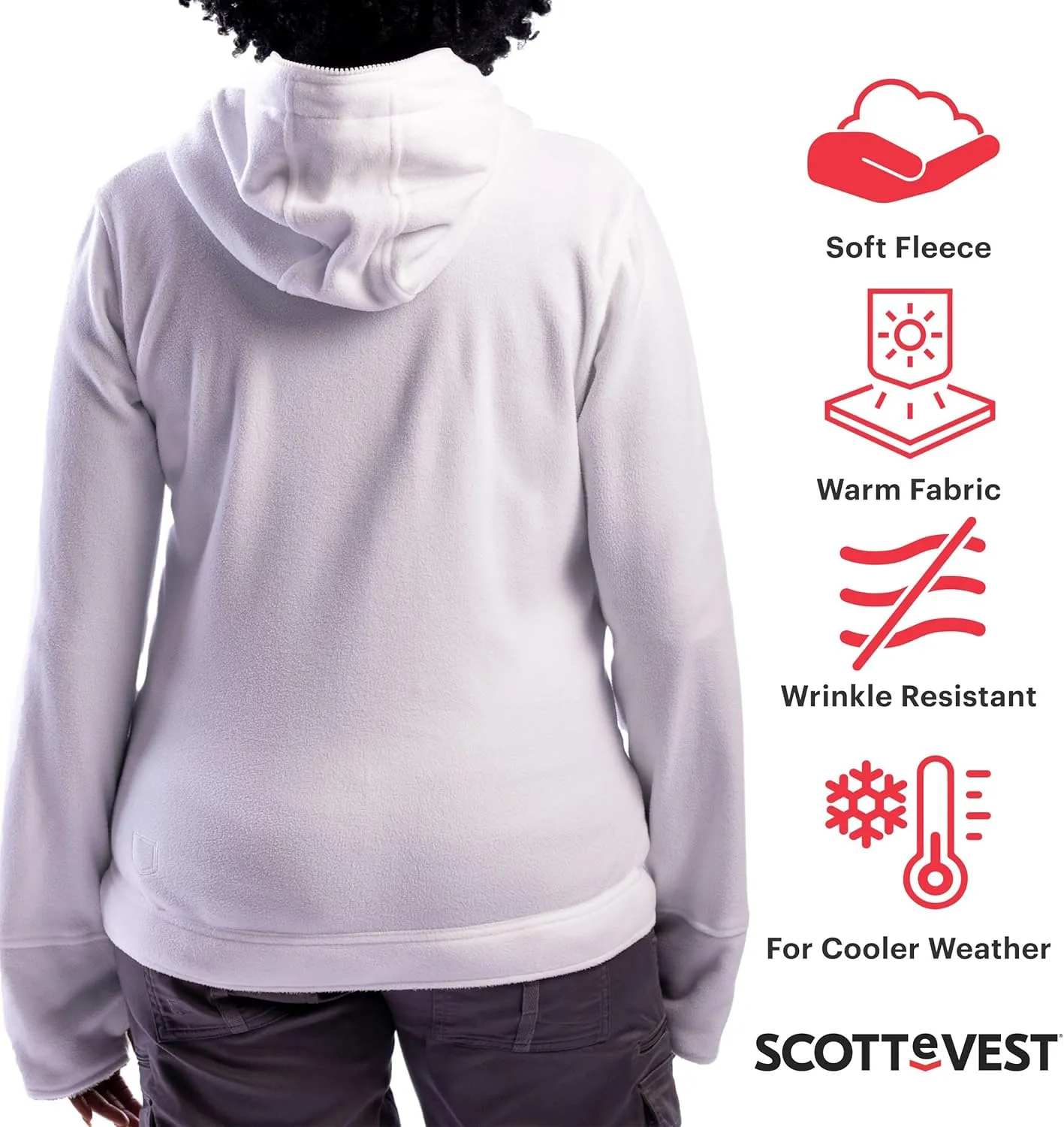 SCOTTeVEST Hoodie for Women - 14 Hidden Pockets - Warm Fleece Zip Up Sweatshirt for Travel & More