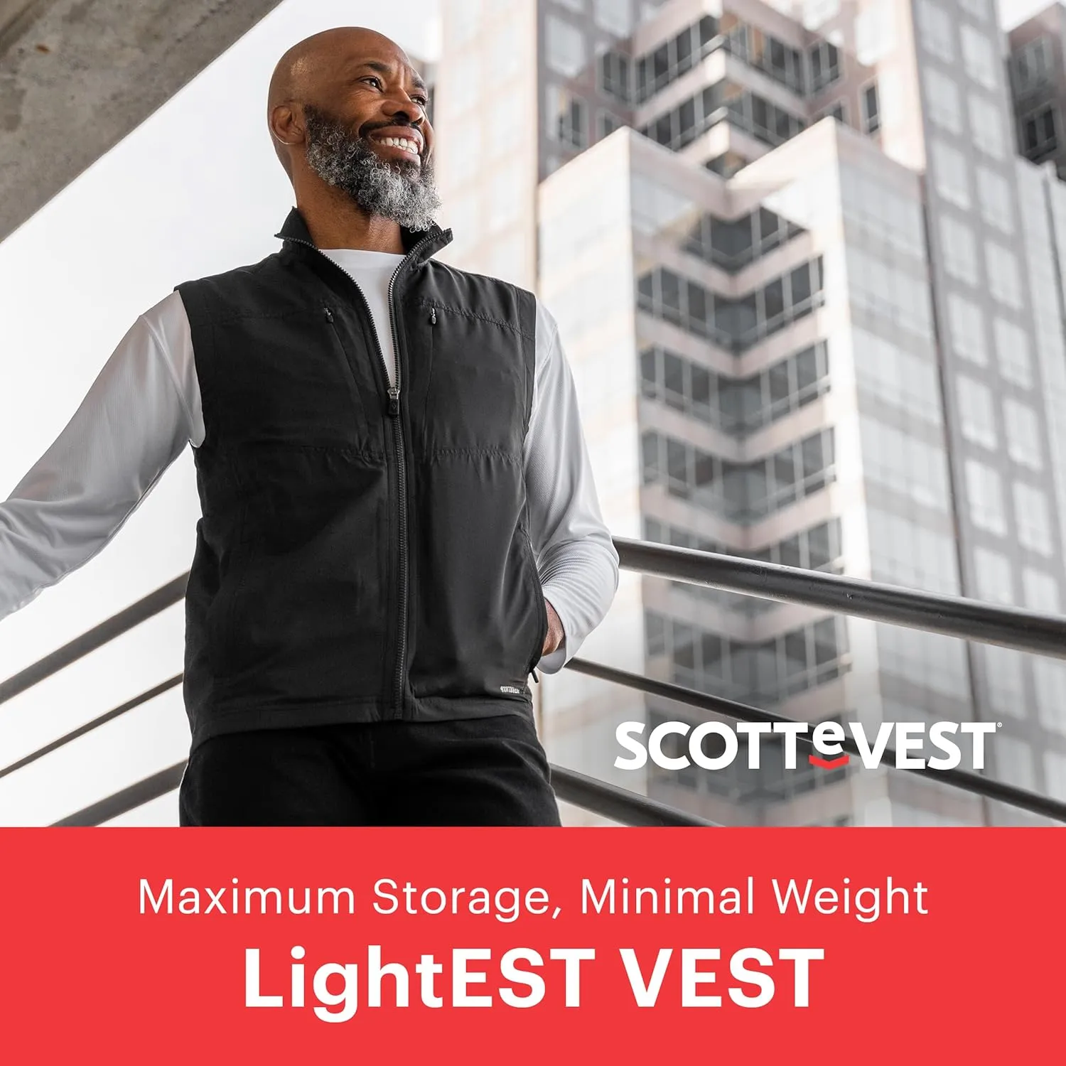 SCOTTeVEST LightEST Vest for Men - 16 Hidden Pockets - Lightweight Water Repellent for Travel & More
