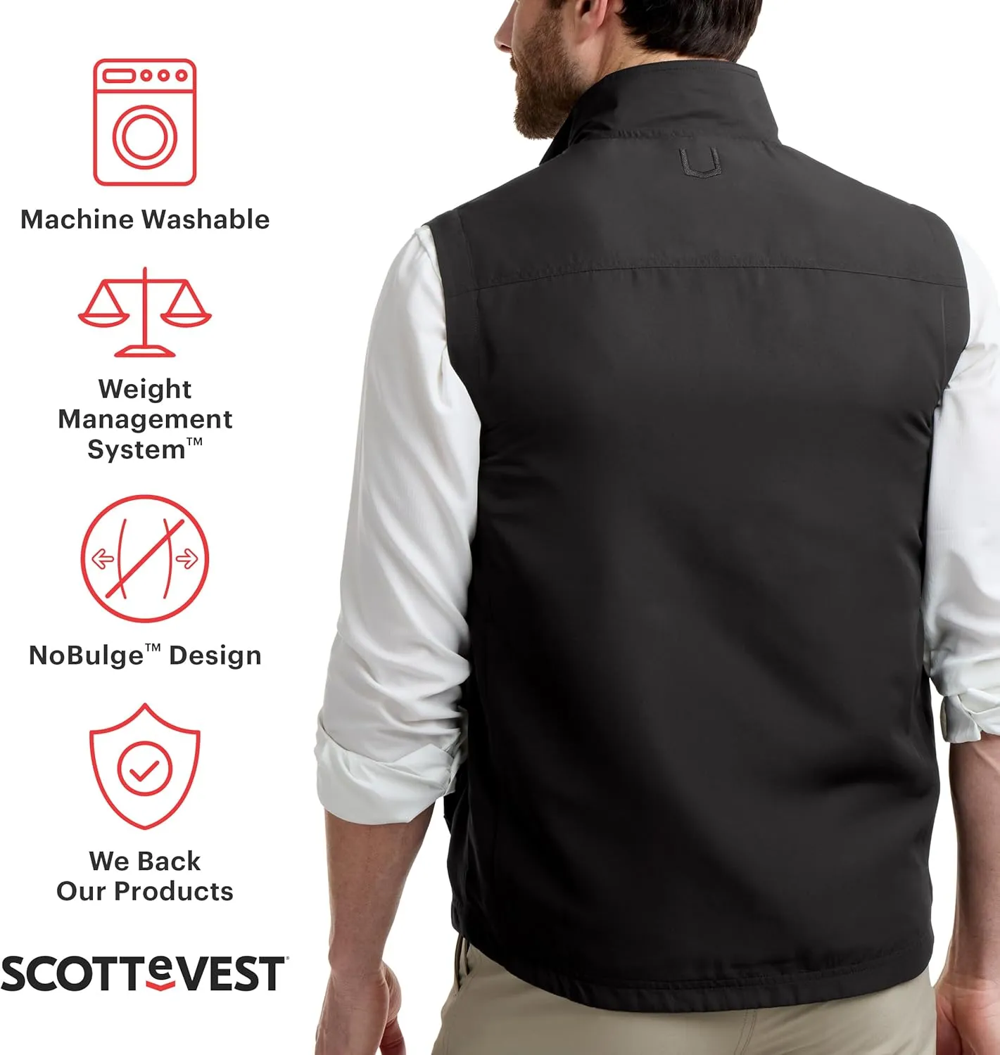 SCOTTeVEST LightEST Vest for Men - 16 Hidden Pockets - Lightweight Water Repellent for Travel & More