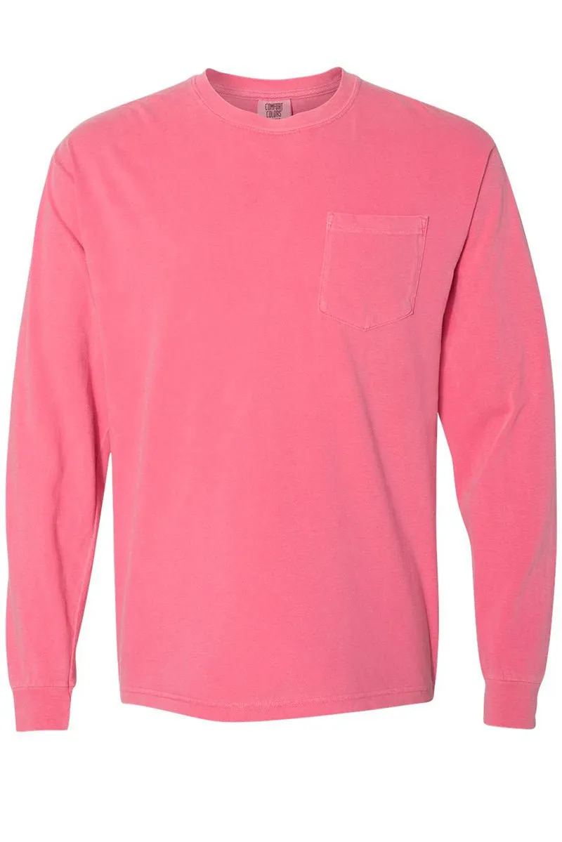 Shades of Pink/Purple Comfort Colors Long Sleeve Pocket Tee