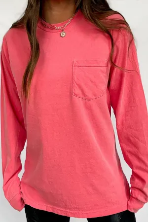 Shades of Pink/Purple Comfort Colors Long Sleeve Pocket Tee