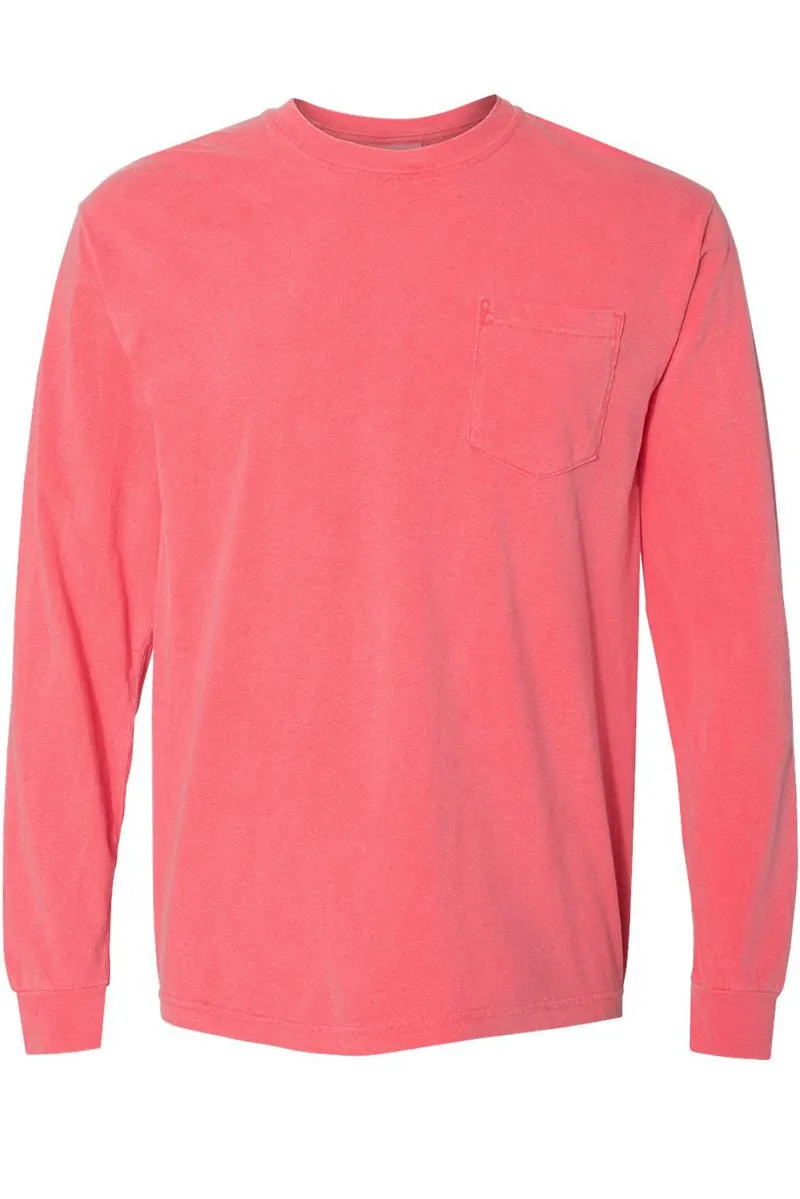 Shades of Pink/Purple Comfort Colors Long Sleeve Pocket Tee