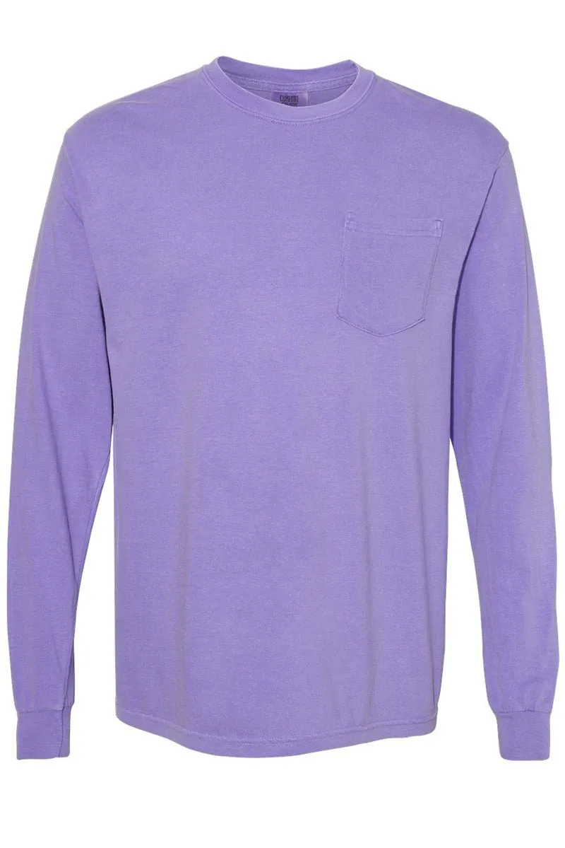 Shades of Pink/Purple Comfort Colors Long Sleeve Pocket Tee