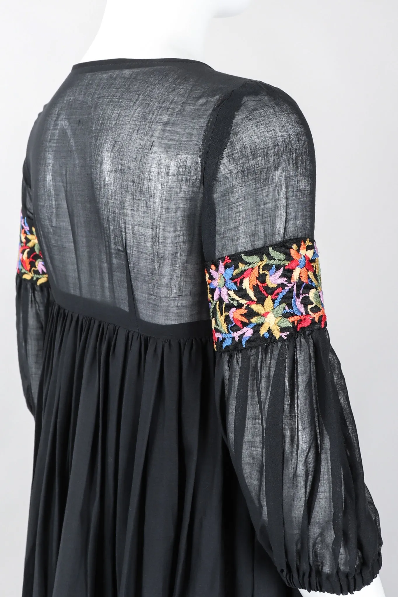 Sheer Embroidered Peasant Dress