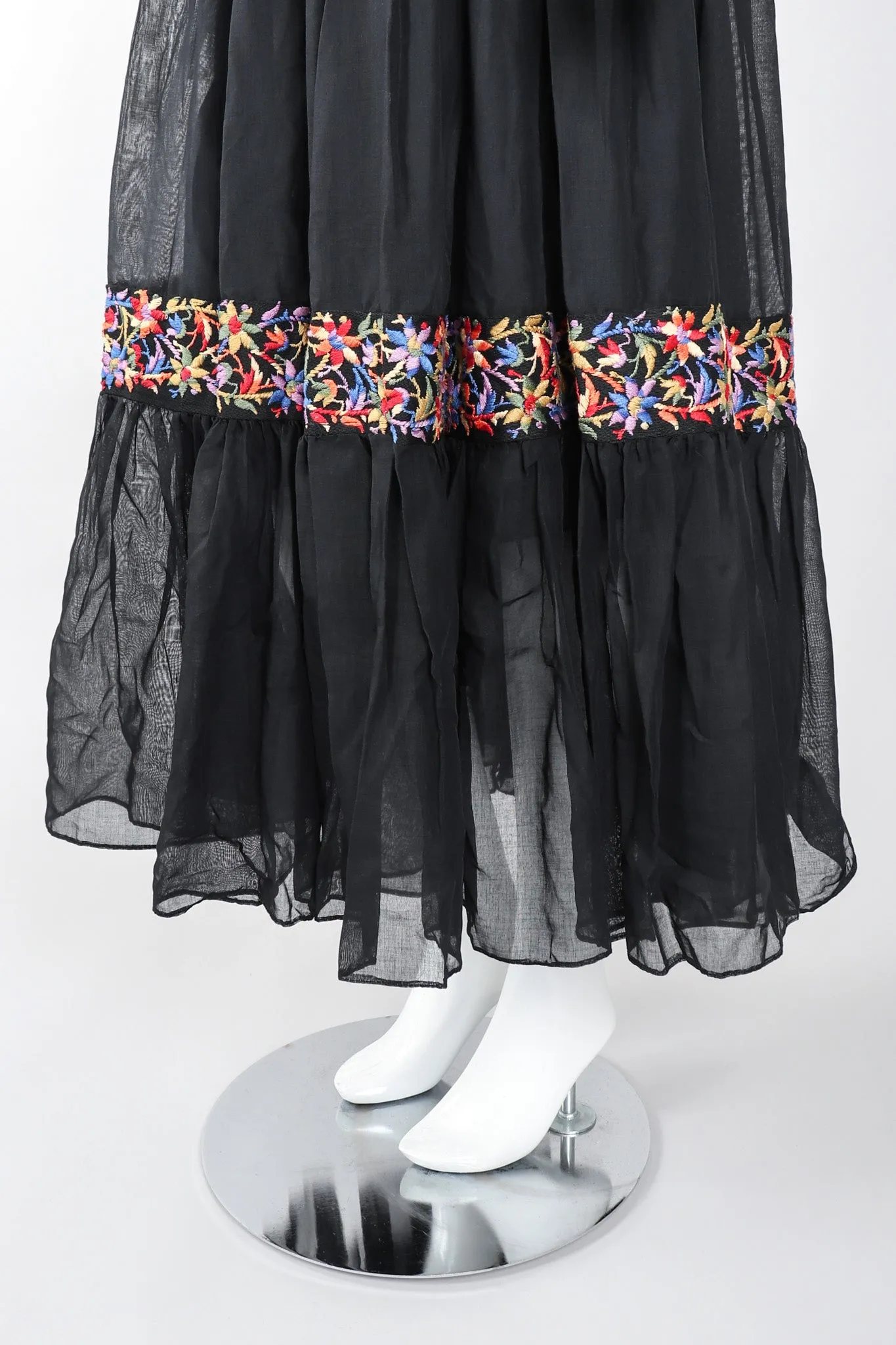 Sheer Embroidered Peasant Dress