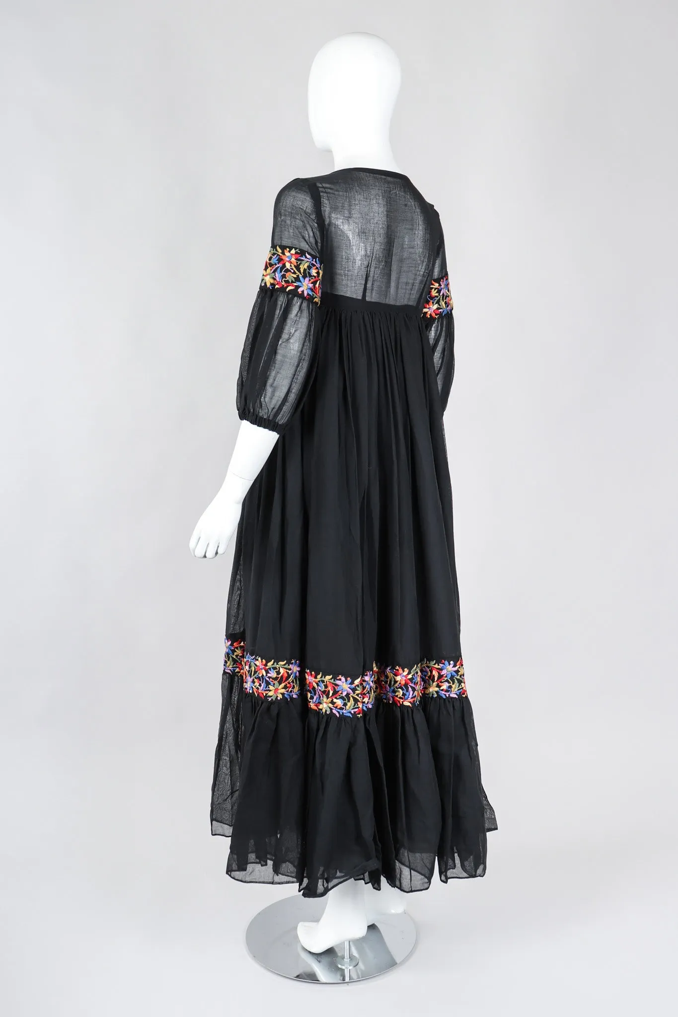 Sheer Embroidered Peasant Dress
