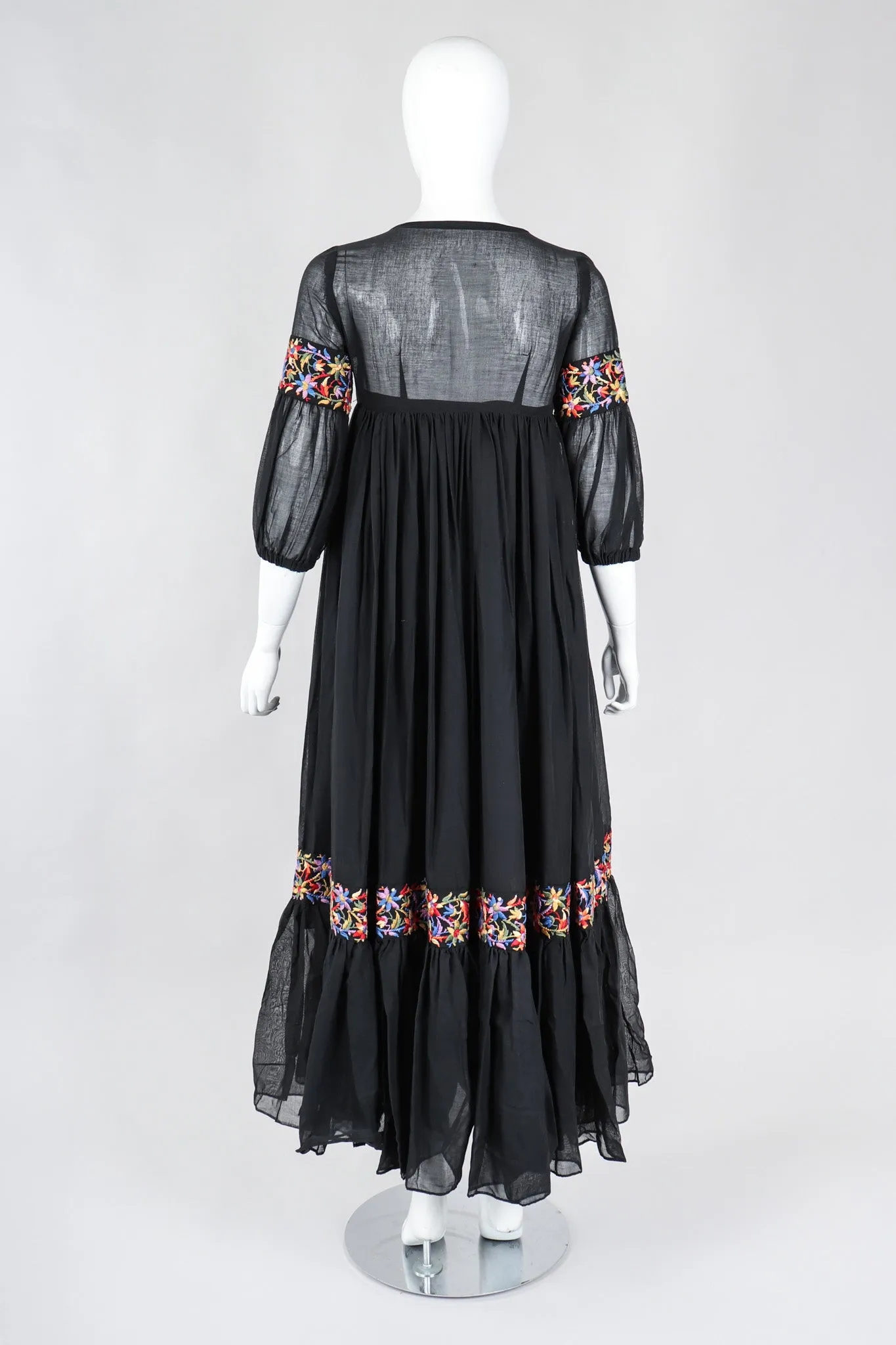 Sheer Embroidered Peasant Dress