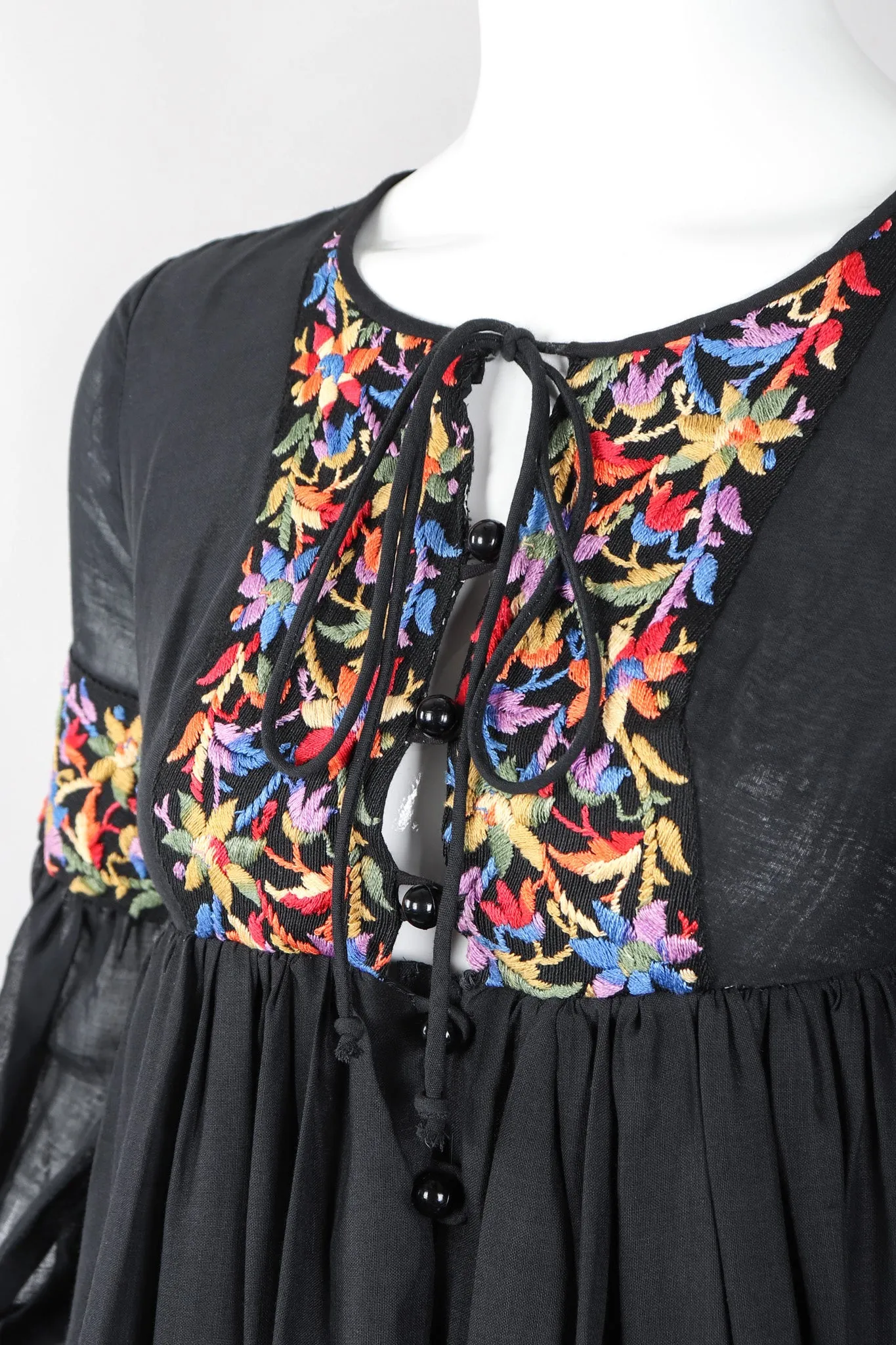 Sheer Embroidered Peasant Dress