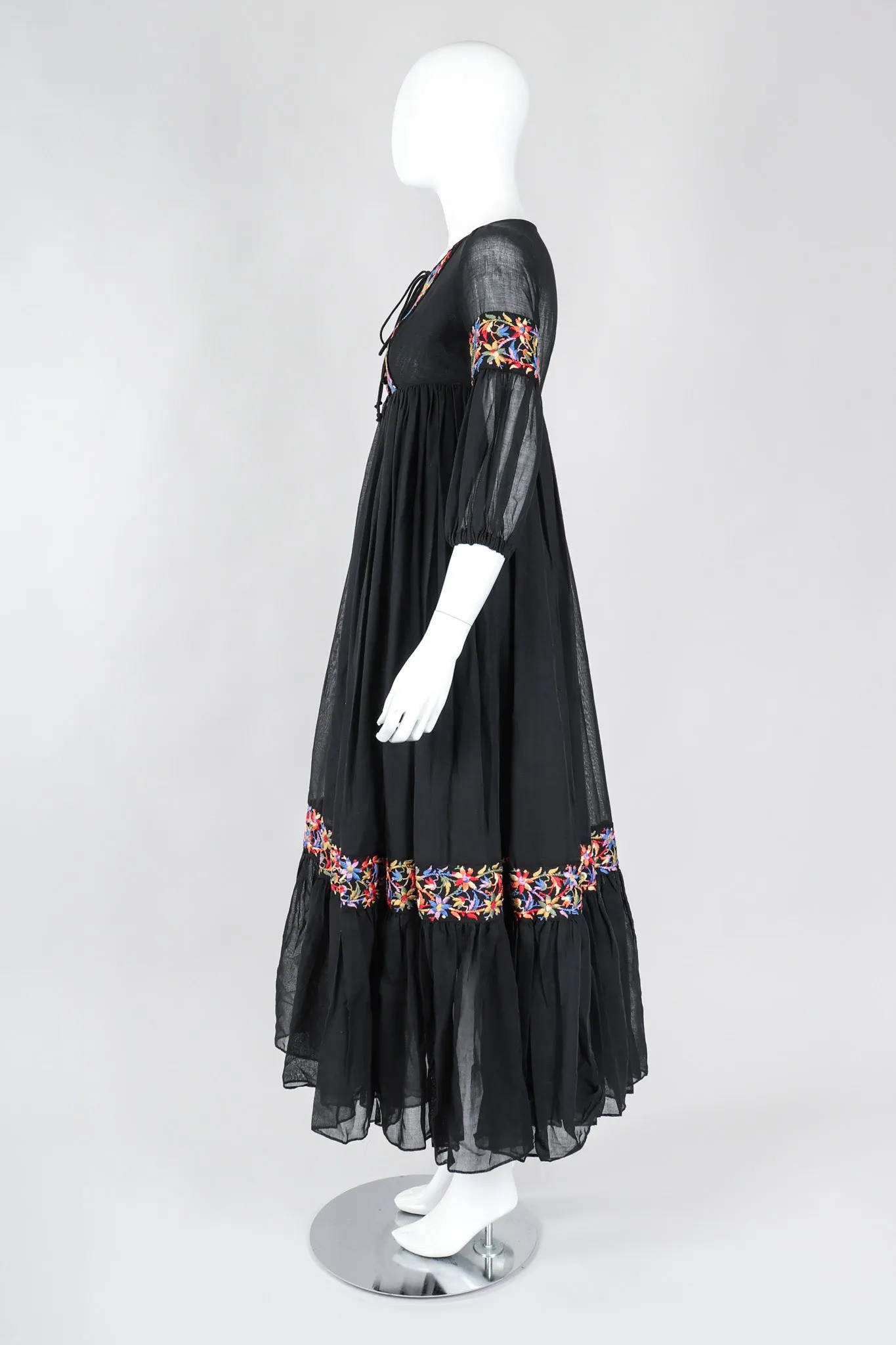 Sheer Embroidered Peasant Dress