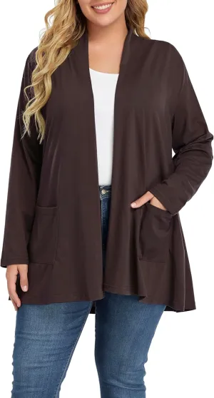 Shiaili Long Plus Size Cardigans for Women Easy to Wear Open Front Clothing