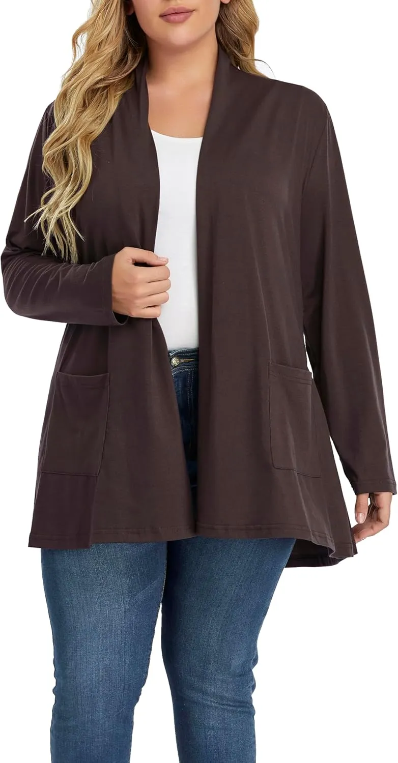 Shiaili Long Plus Size Cardigans for Women Easy to Wear Open Front Clothing