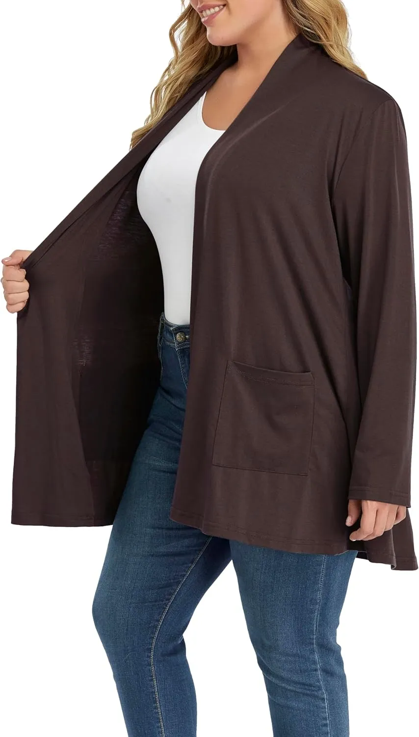 Shiaili Long Plus Size Cardigans for Women Easy to Wear Open Front Clothing