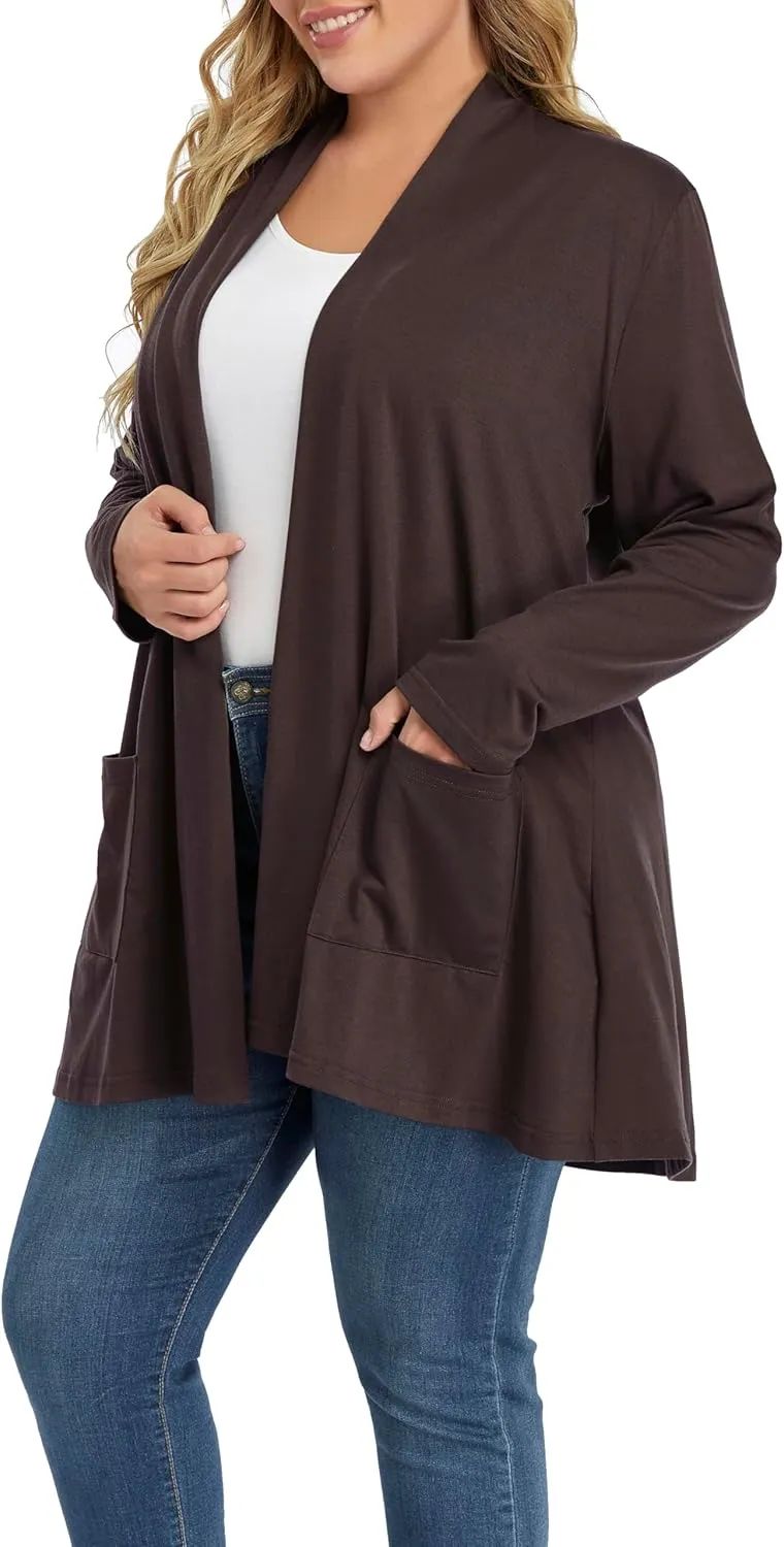 Shiaili Long Plus Size Cardigans for Women Easy to Wear Open Front Clothing