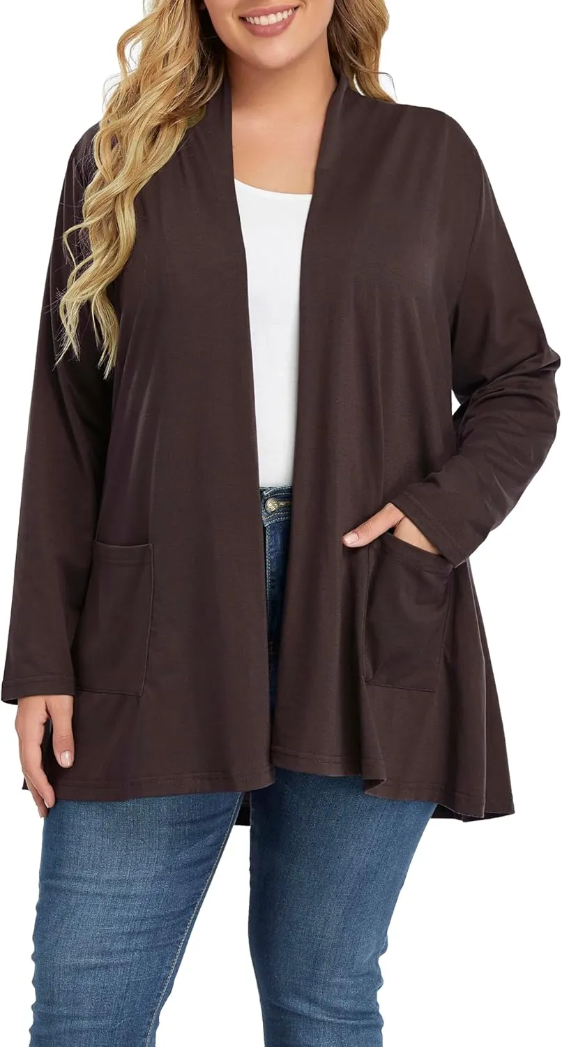 Shiaili Long Plus Size Cardigans for Women Easy to Wear Open Front Clothing