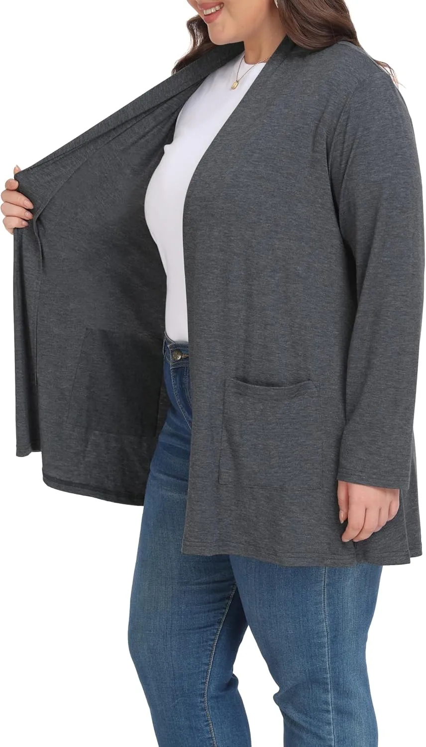 Shiaili Long Plus Size Cardigans for Women Easy to Wear Open Front Clothing