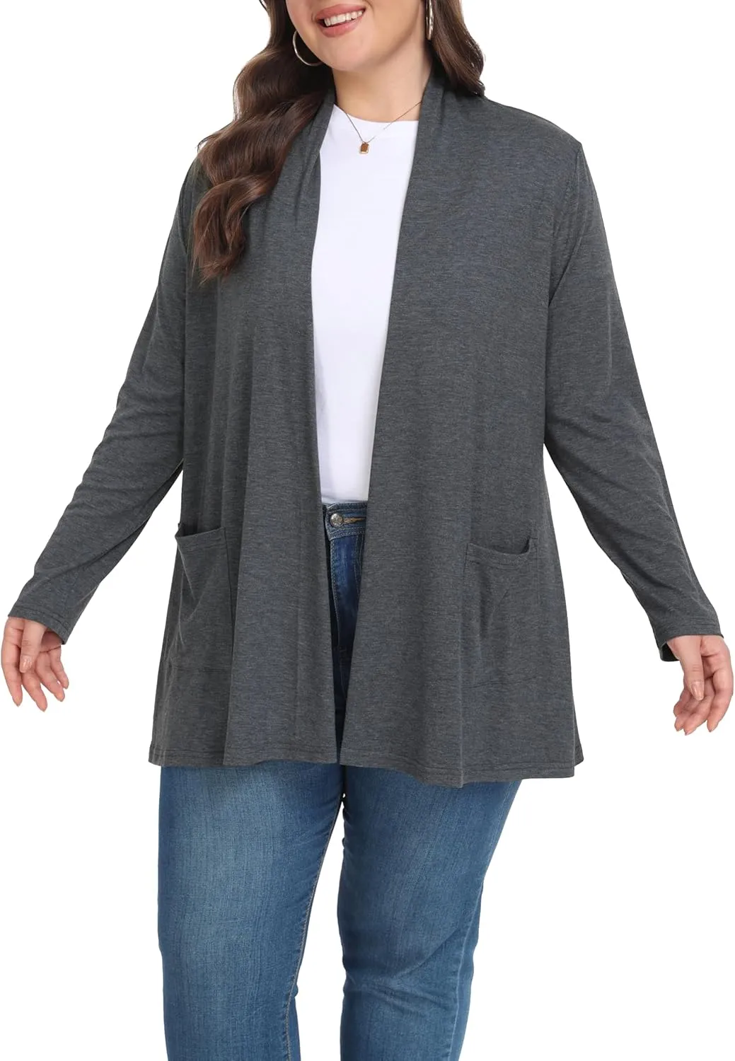 Shiaili Long Plus Size Cardigans for Women Easy to Wear Open Front Clothing