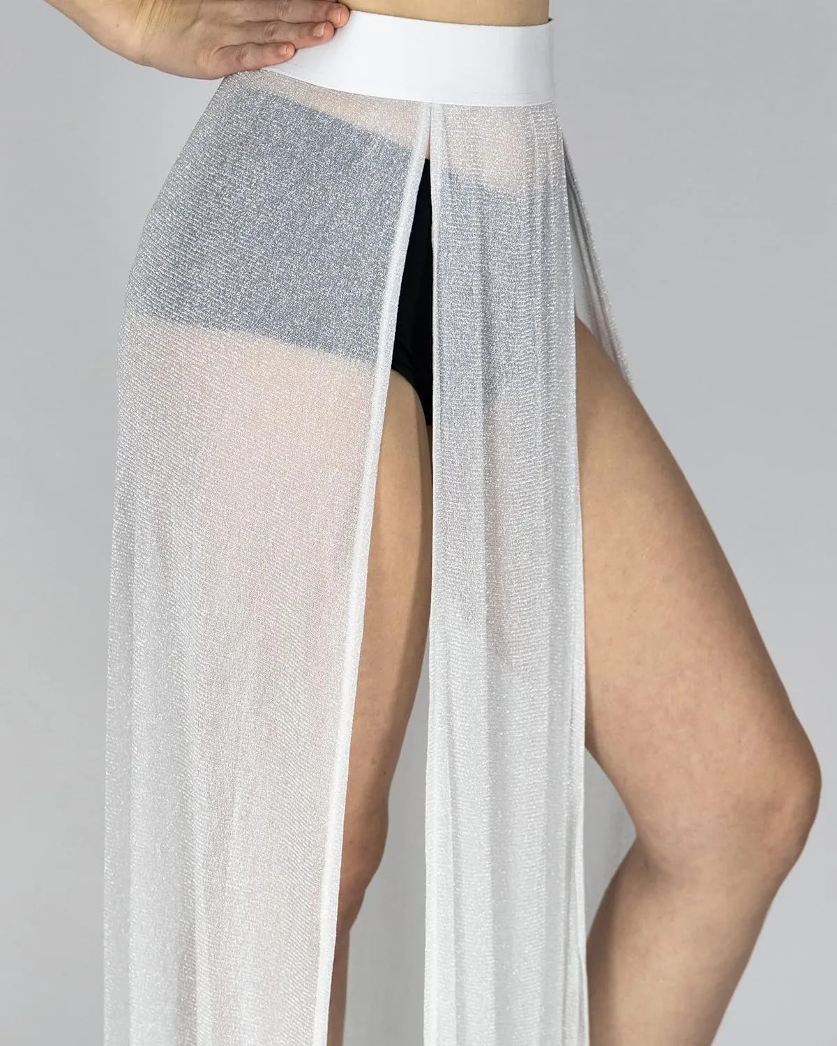 Shop Delfina Sheer High Waisted Maxi Sparkle Skirt Cover Up Rave Wear Women's