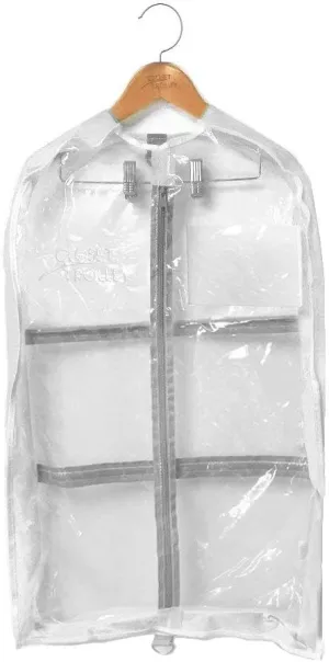 SHORT Garment Bag 18" x 27" with Gusset - White Gusset/Clear by Closet Trolley