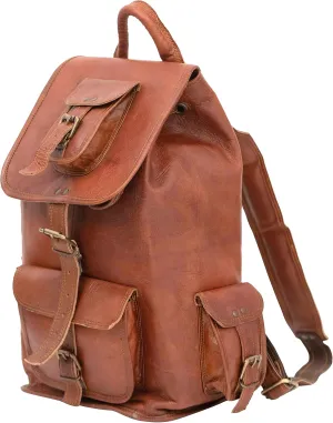 Shy Shy Let's Touch The Sky Rustic Vintage Leather Backpack Travel Rucksack knapsack Daypack Bag for Men Women Brown (22 inch)