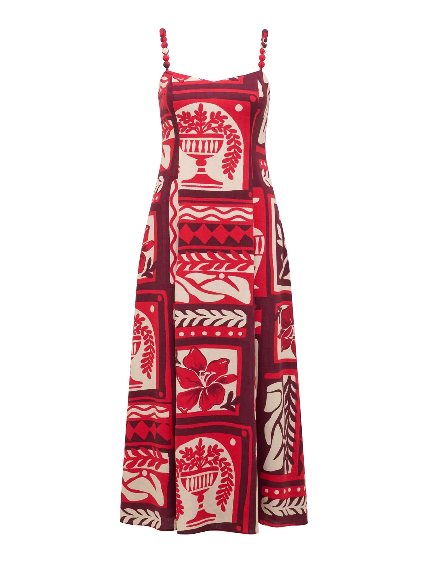 Simona Square Neck Strappy Linen Midi Dress
