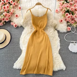 Sleeveless Stretchy Knitted Dress