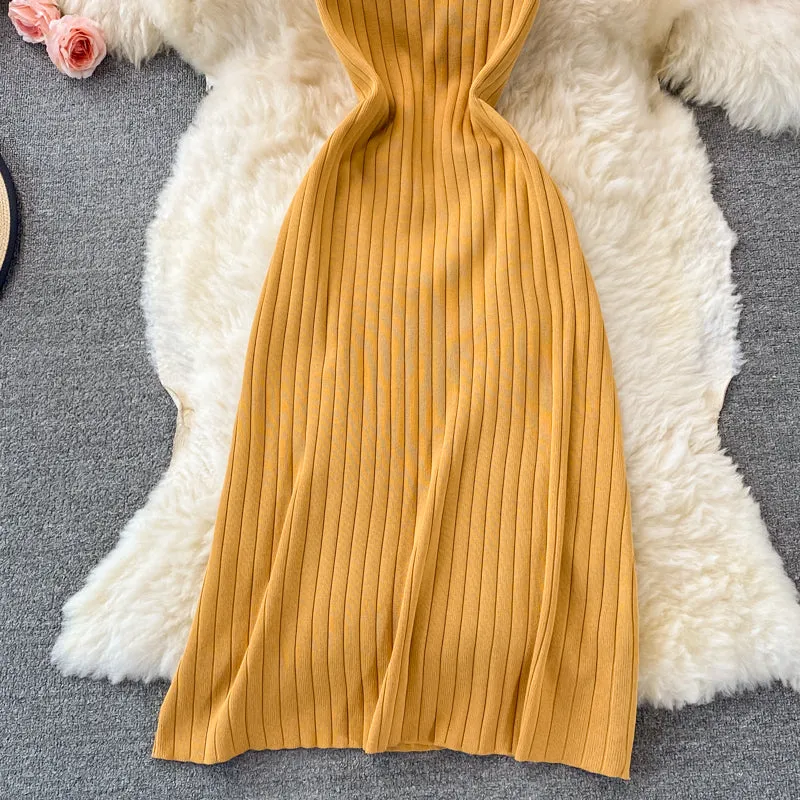 Sleeveless Stretchy Knitted Dress